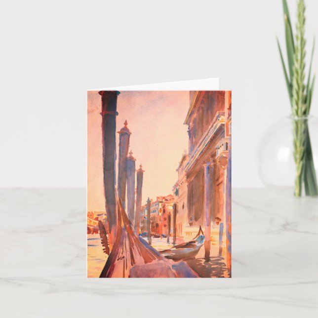 Tarjeta John Singer Sargent Gondola Moorings Venice (Anverso)