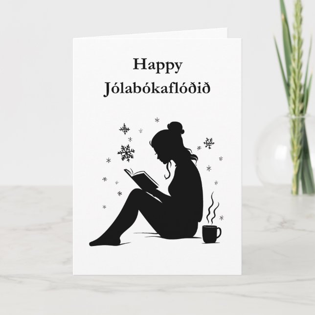 Tarjeta Jolabokaflod - Inundación de libros en Islandia (Anverso)