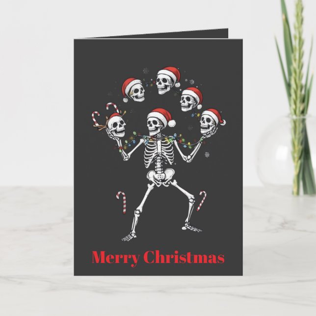 Tarjeta Jolly, Juggler Skeleton Juggling for the Holidays (Anverso)