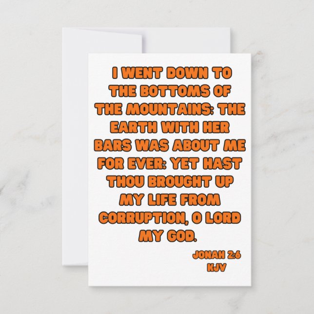Tarjeta Jonah 2:6 KJV Biblia Verse Greeting (Anverso)