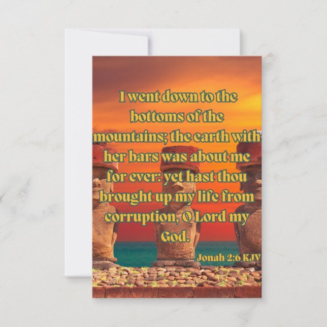 Tarjeta Jonah 2:6 KJV Biblia Verse Pic Greet (Anverso)