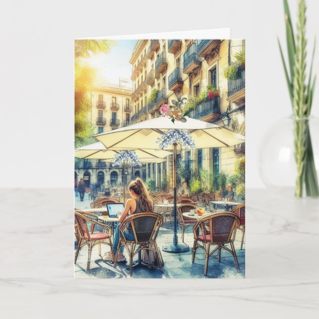 Tarjeta Joven Chica ausente en la escuela (Anverso)