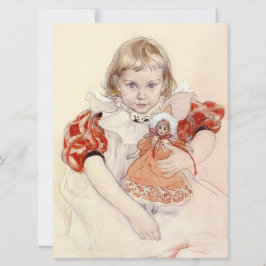 Tarjeta Joven Chica con muñeca (arte infantil)