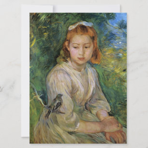 Tarjeta Joven Chica con pájaro (por Berthe Morisot)