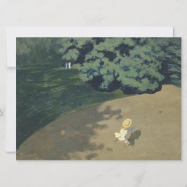 Tarjeta Joven Chica corriendo después de una pelota roja (