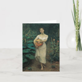 Tarjeta Joven Chica Llevando Una Calabaza