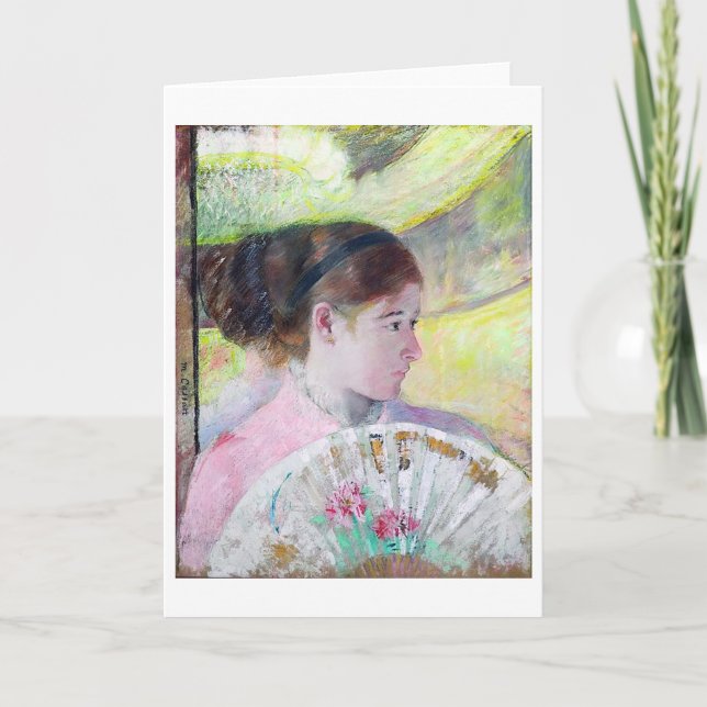 Tarjeta Joven con ventilador japonés, Mary Cassatt (Anverso)