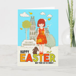 Tarjeta Joven hijita en la pelirroja de Pascua con pecas