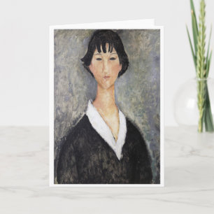 Tarjeta Joven muchacha de pelo negro, Modigliani