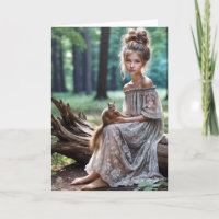 Joven mujer de cumpleaños con ardilla