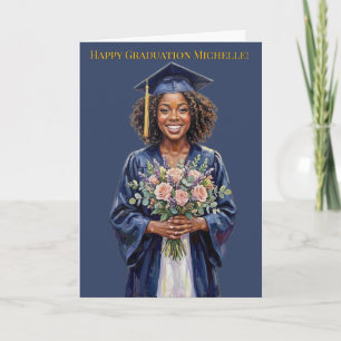 Tarjeta Joven mujer negra "Celebración de graduación