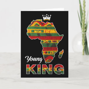 Tarjeta Joven rey africano mapa Kente arte hombres niño ne