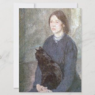 Tarjeta Joven sosteniendo un gato negro (de Gwen John)