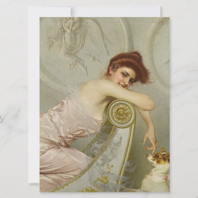 Tarjeta Jovencita De Moda Que Acaricia A Su Perro Cachorro (Anverso)