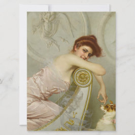 Tarjeta Jovencita De Moda Que Acaricia A Su Perro Cachorro