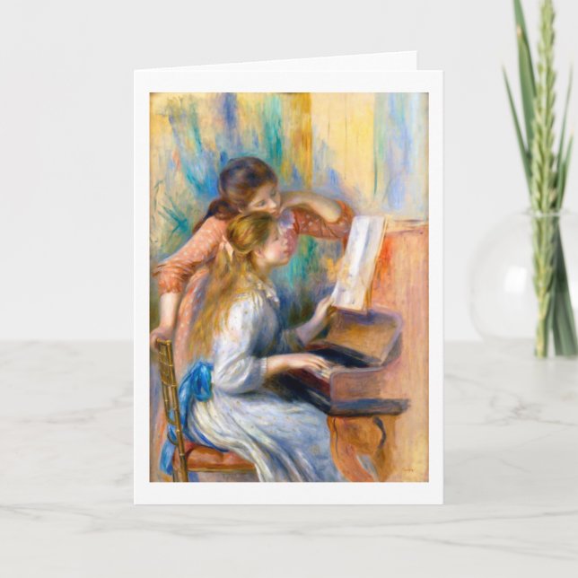 Tarjeta Jóvenes Chicas en el piano, Renoir (Anverso)