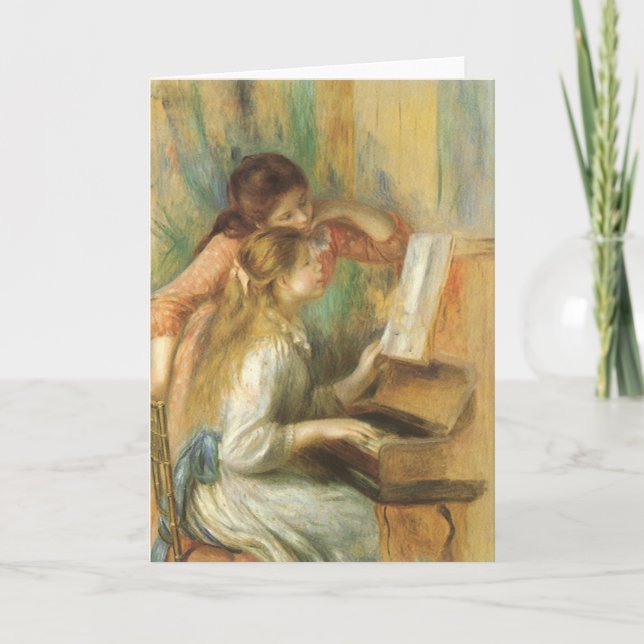 Tarjeta Jóvenes Chicas en Piano por Pierre Renoir (Anverso)