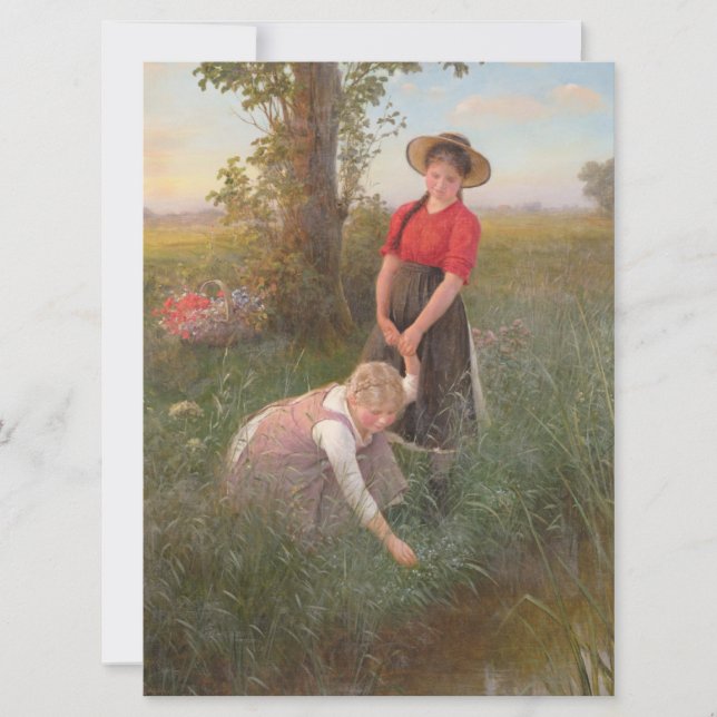 Tarjeta Jóvenes Chicas recogiendo flores (Anverso)
