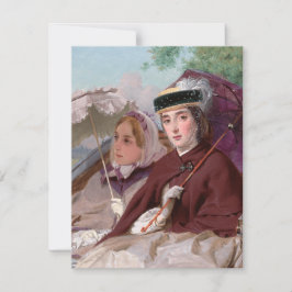 Tarjeta Jóvenes señoritas montando en un carro