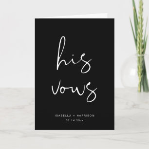 Tarjeta JOVI Edgy Black Modern Su Boda Vows Card