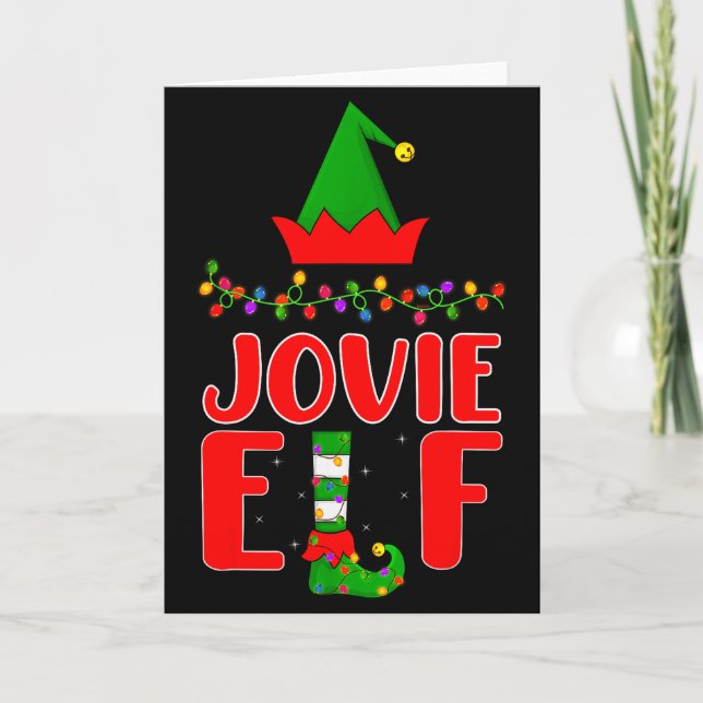 Tarjeta Jovie Elf Matching Family Lighting Christmas  (Anverso)