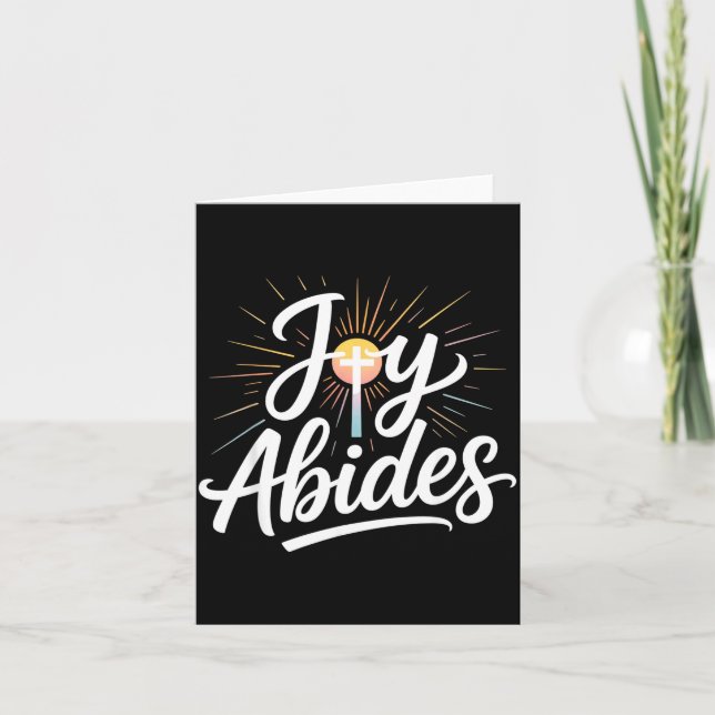 Tarjeta Joy Abides Christian Cross Sunbeam Faith Insration (Anverso)