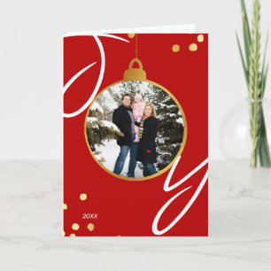 Tarjeta Joy Bauble Navidades de Relieve metalizado dorado
