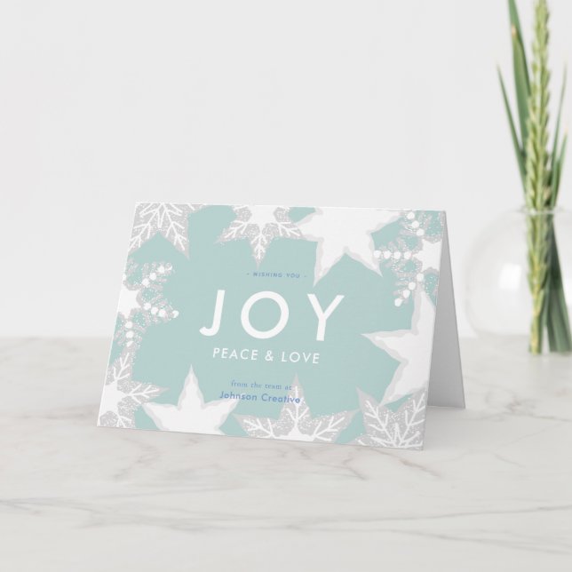 Tarjeta JOY Frosted Snowflakes Navidades de la Compañía Az (Anverso)