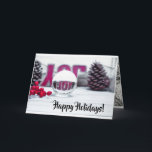 Tarjeta Joy Glass Ball Holiday Collection<br><div class="desc">Celebra las vacaciones con esta colección que incluye la palabra Alegría vista a través de una bola de vidrio.</div>
