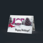 Tarjeta Joy Glass Ball Holiday Collection<br><div class="desc">Celebra las vacaciones con esta colección que incluye la palabra Alegría vista a través de una bola de vidrio.</div>