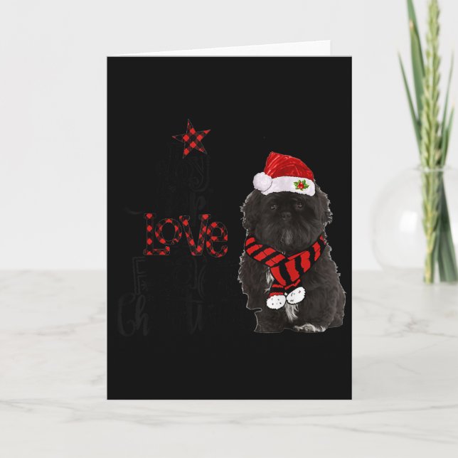 Tarjeta Joy Hope Love Peace Christmas Black Shih Tzus 2020 (Anverso)