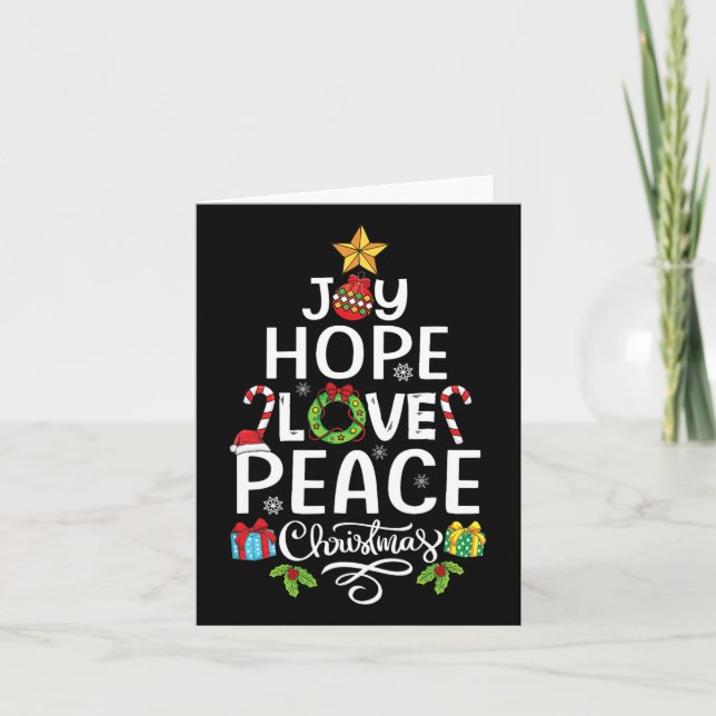 Tarjeta Joy Hope Love Peace Christmas Tree Family Xmas Men (Anverso)