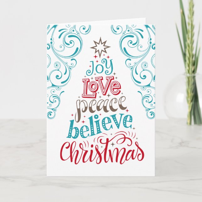 Tarjeta Joy Love Peace Belied Navidades (Anverso)