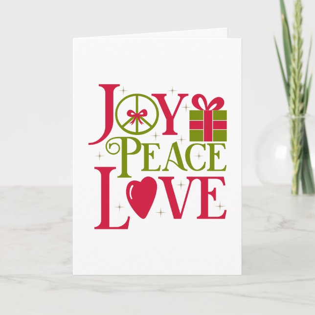 Tarjeta Joy Peace And Love Navidades (Anverso)