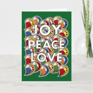 Tarjeta Joy Peace Love - Custom Background Color & Message