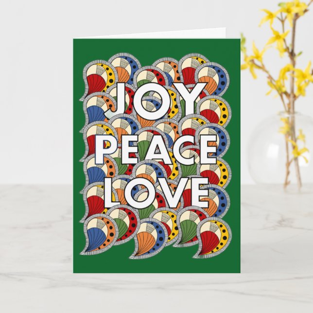 Tarjeta Joy Peace Love - Custom Background & Message (flor amarilla)