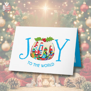 Tarjeta JOY TO AL MUNDO Festividad Pudding