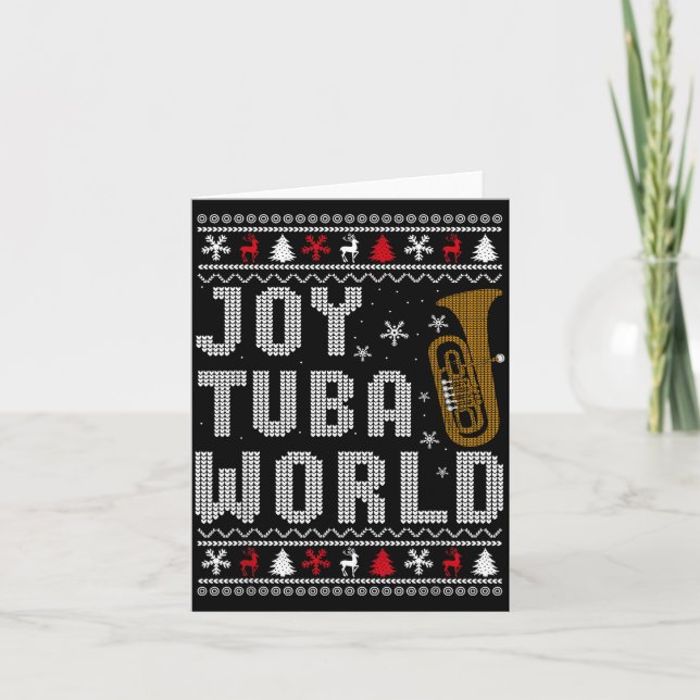 Tarjeta Joy Tuba World Funny Music Lover Ugly Christmas Sw (Anverso)