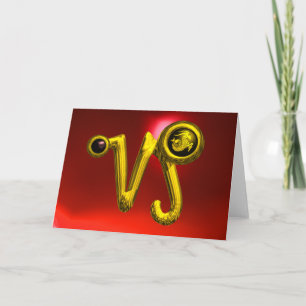Tarjeta Joya de cumpleaños zodiacal de oro de CAPRICORNIO,