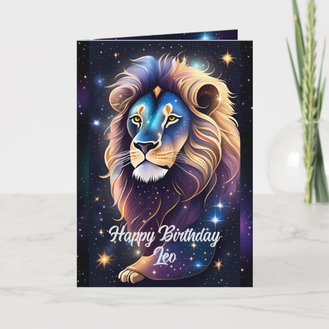 Tarjeta Joyería Personalizada Galaxia Zodiaco Leo (Anverso)