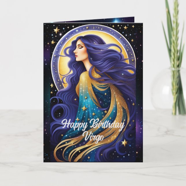 Tarjeta Joyería Personalizada Galaxia Zodiaco Virgo (Anverso)