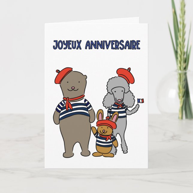 Tarjeta Joyeux Aniversario de los Amigos de los Animales F (Anverso)