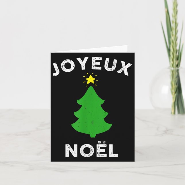Tarjeta Joyeux Noël Cute French Merry Christmas Tree Retro (Anverso)
