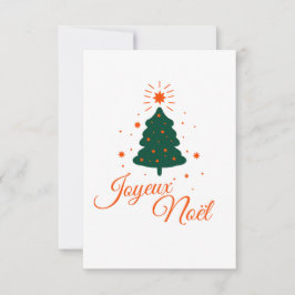 Tarjeta Joyeux Noël en rouge : sapin classique et joyeux