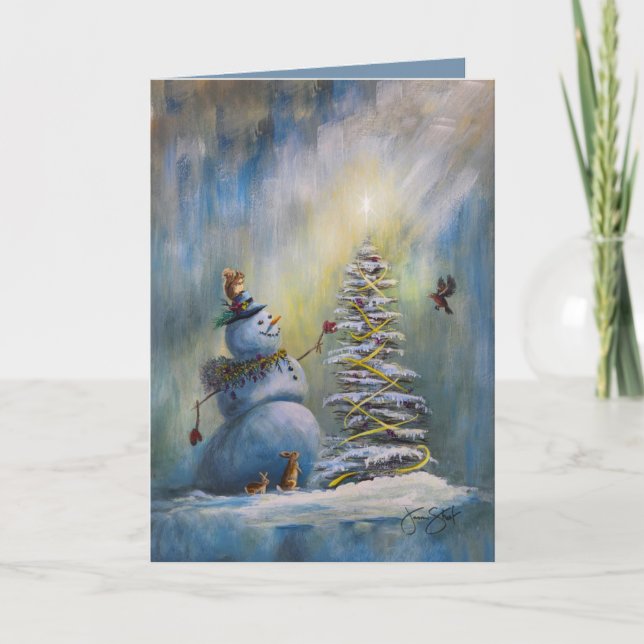 Tarjeta Joyfoy Light - Muñeco de nieve de Navidad (Anverso)