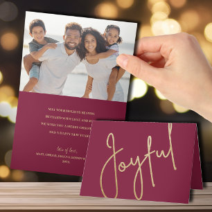 Tarjeta Joyful Cranberry Navidades doblados