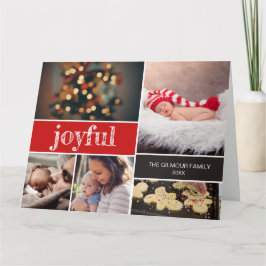 Tarjeta Joyful Modern Script Navidades rojos collage de fo