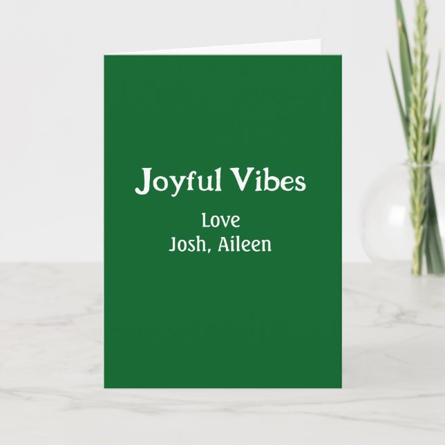 Tarjeta Joyful Vibes green Christmas holidays love family (Anverso)