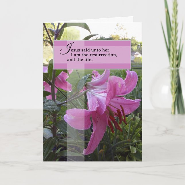 Tarjeta Juan 11 Feliz Domingo de Resurrección Pascua Cruz (Anverso)