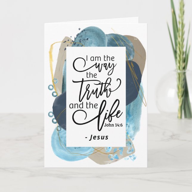 Tarjeta Juan 14:6 Soy la verdadera vida biblia cristiana (Anverso)